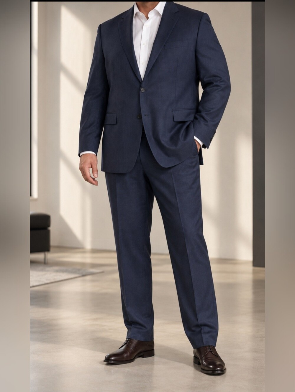 Nautica Men's Dark Blue Two-Piece Suit - Classic Business Blazer & Trouser